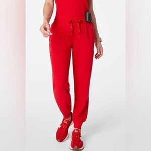 EUC Figs "Uman" relaxed scrub joggers in Pop Red (PETITE) - S